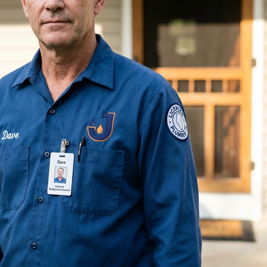 Licensed plumber showing ID badge in Gastonia, NC