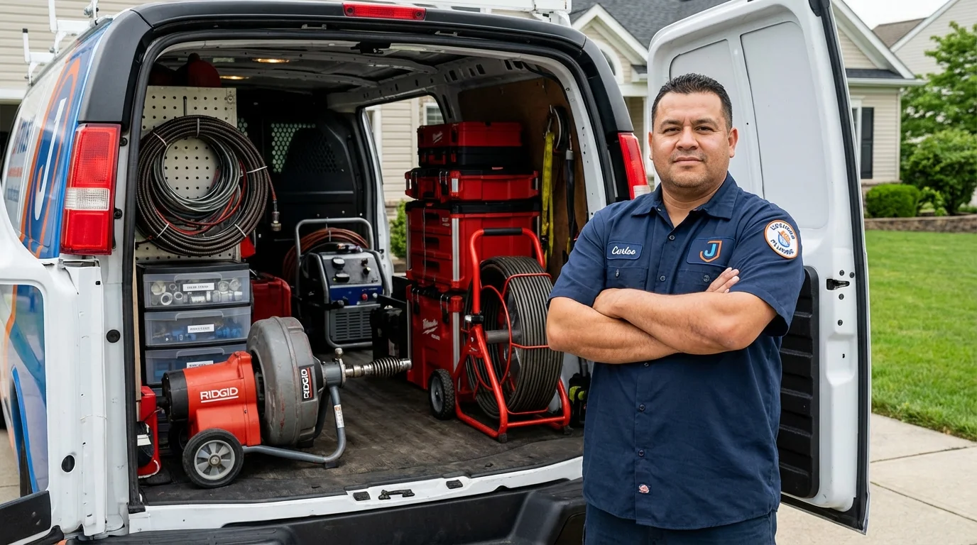 Professional drain cleaning equipment and Johns Plumbing LLC plumber in Gastonia