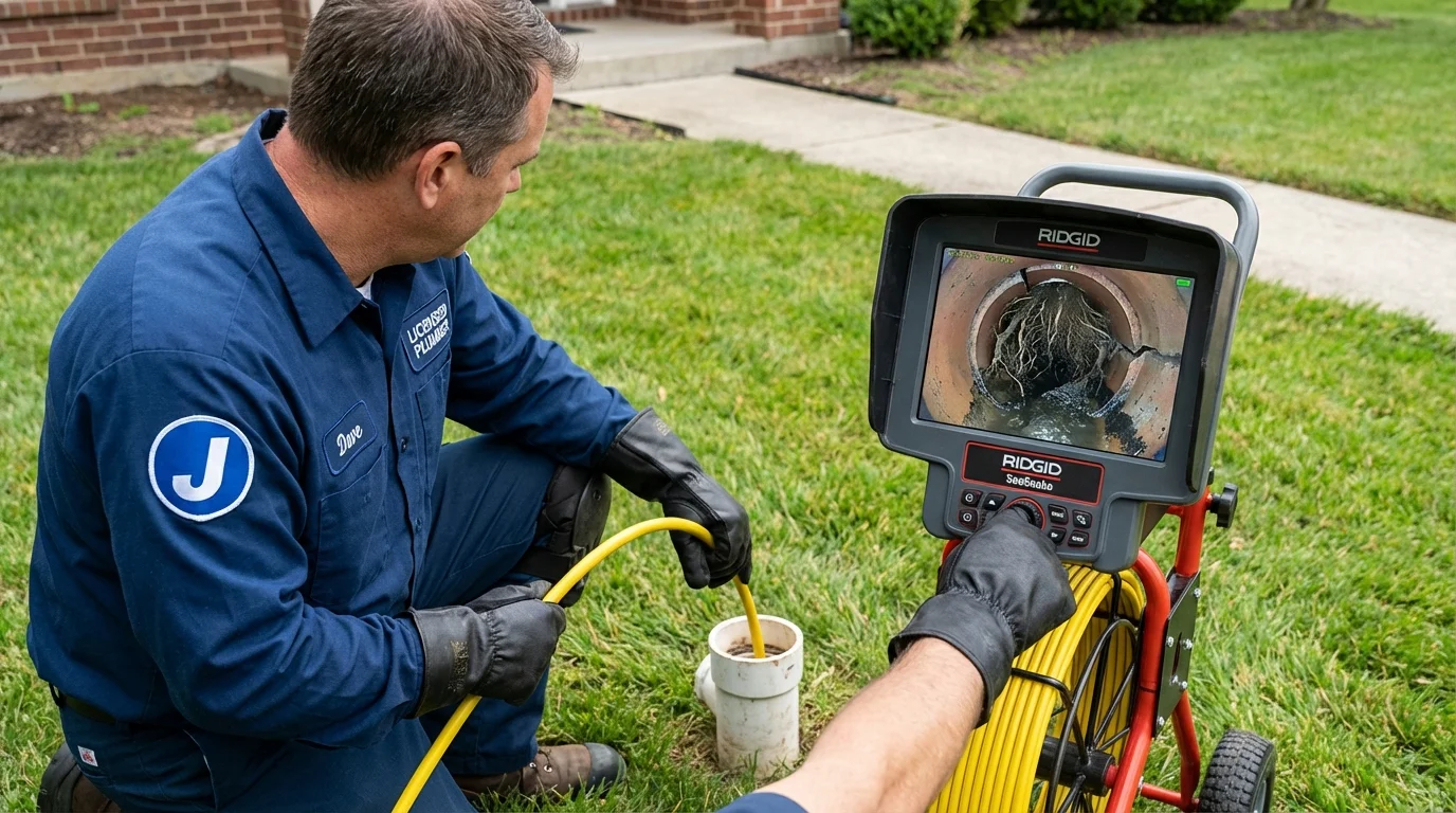 Sewer camera inspection being performed by Johns Plumbing LLC in Gastonia