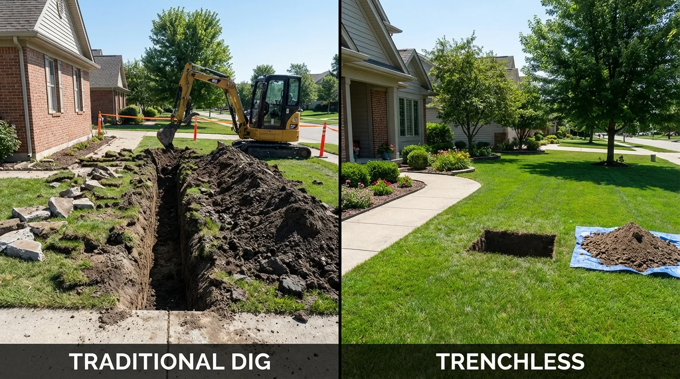 Trenchless sewer repair with minimal yard damage versus traditional excavation in Gastonia, NC